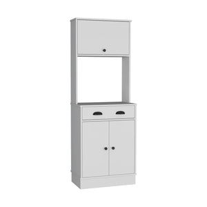 English Elm Apex Compact Kitchen Pantry 66.3" H with Drawer, 3 Shelves & Cabinets for Organized Storage White 37.7 L x 20 W x 8.26 H B097P199736