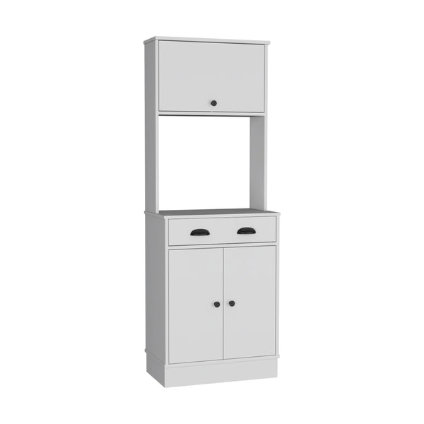 English Elm Apex Compact Kitchen Pantry 66.3" H with Drawer, 3 Shelves & Cabinets for Organized Storage White 37.7 L x 20 W x 8.26 H B097P199736
