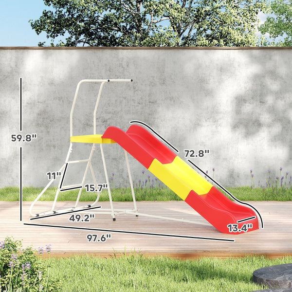 English Elm Kids Freestanding Steel Slide Outdoor Play Structure for Backyard Ages 3 to 8 T3971P438935