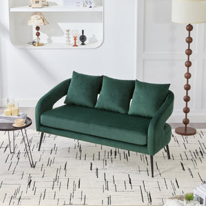 English Elm 3-Piece Upholstered Velvet Small Living Room Furniture Set with Metal Legs, Open Back, Cozy Modern Chic Elegance Green W3118S00014
