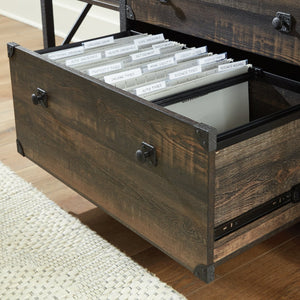 English Elm Credenza, Modern Brown Finish With Ample Storage - Stylish Media Console For Office & Living Spaces B356P402800
