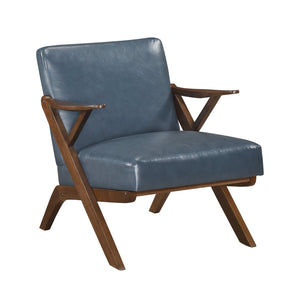 English Elm Brown Solid Rubberwood Frame Accent Chair with Brown Faux Leather Upholstery, Cozy Modern Living Room Seat Blue,Brown 26 L x 25.25 W x 12.5 H B011P287475