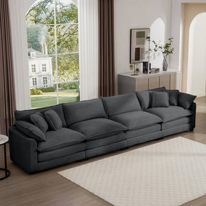 English Elm Corduroy Sofa - Stylish 4-Seater Upholstered Sofa With Ergonomic Design, Removable Pillows & Easy Assembly W714S00840