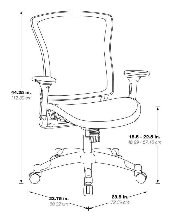 OSP Home Furnishings Exec Ergonomic Mesh Office Chair with Lumbar Support Flip Arms and Synchro Tilt Base 317-66C61F6
