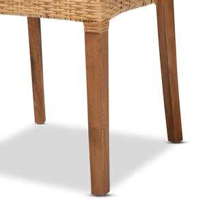 English Elm Modern Rattan Dining Chair Set of Two with Woven Back and Black Iron Base B2750P420351