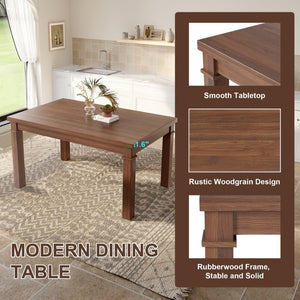English Elm 6-piece Rectangular Dining Set with Wood Grain Table Four Upholstered Chairs and Bench Walnut N752S000012D