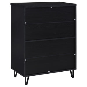 English Elm Clackamas Engineered Wood Shoe Cabinet with Hairpin Legs and Matte Gold Hardware Black B062P440404