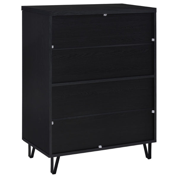 English Elm Clackamas Engineered Wood Shoe Cabinet with Hairpin Legs and Matte Gold Hardware Black B062P440404