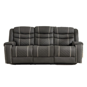 English Elm Auto Three Seat Manual Reclining Sofa Microfiber Nail Head Trim Living Room W3900P503549