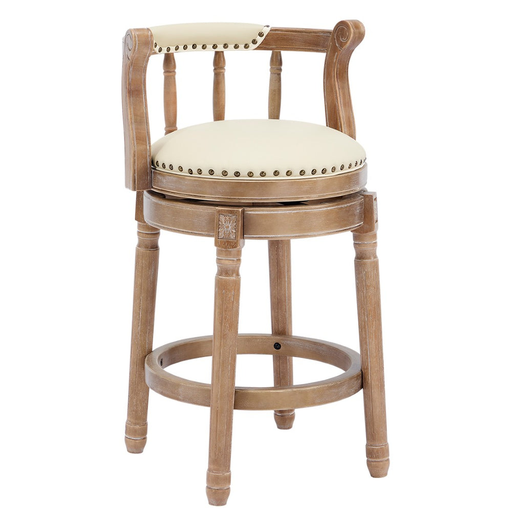 English Elm Cow Leather Swivel Barstool Solid Hardwood Frame Contoured Back for Kitchen or Bar W2195P462643