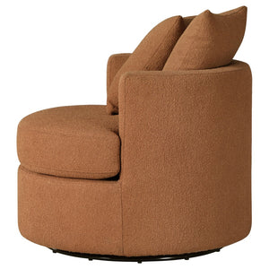 English Elm Quinn Swivel Accent Chair Rounded Silhouette Fabric Upholstery for Living Room Burnt Orange B062P441091