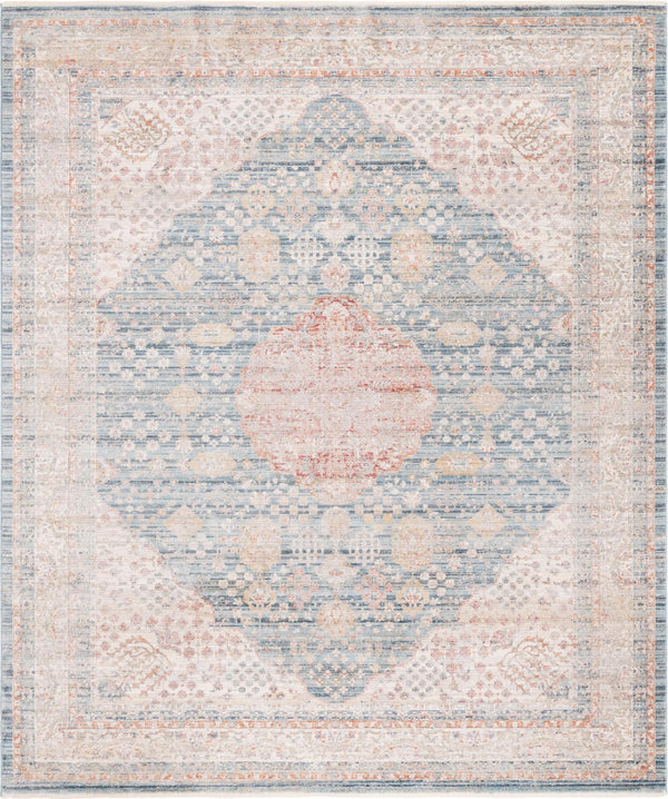 Unique Loom Noble Henry Machine Made Medallion Rug Blue, Beige/Gray/Ivory/Peach/Light Blue 9' 0" x 11' 3"