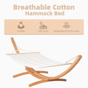 English Elm Outsunny Extra Large Cotton Hammock With Stand - Boho Style, No Trees Needed, Perfect For Relaxing Indoors & Outdoors W2225P174062-GIGA