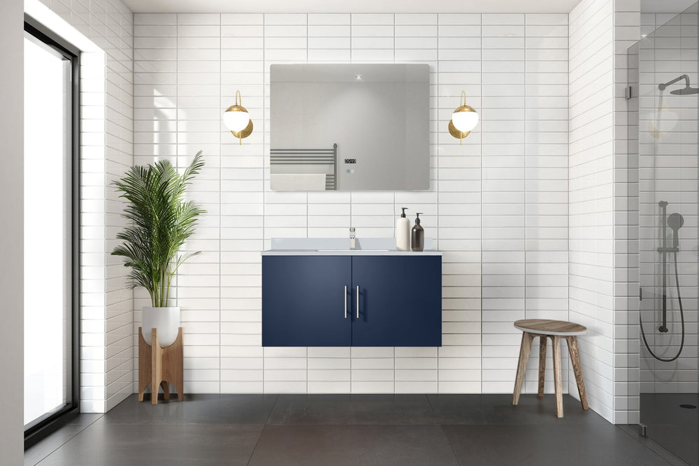English Elm Navy Blue Bath Vanity With Elegant White Quartz Top, Chrome Faucet & Soft-Close Storage Solutions B2731P258619