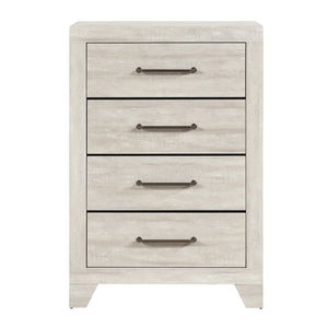 English Elm Contemporary Dusty Gray Oak 4-Drawer Chest with Dovetail Drawers, Metal Glides & Silver Pulls B011P323478
