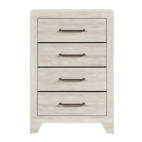 English Elm Contemporary Dusty Gray Oak 4-Drawer Chest with Dovetail Drawers, Metal Glides & Silver Pulls B011P323478