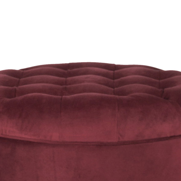English Elm Velvet Tufted Round Ottoman with Hidden Storage for Living Room or Bedroom B056P417127