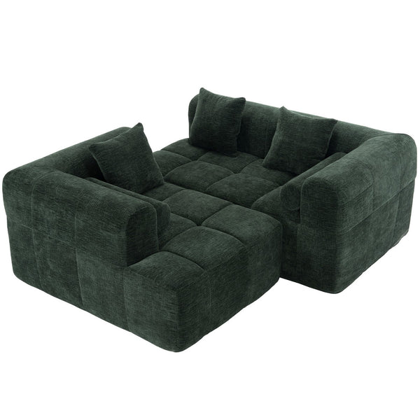 English Elm 101.2" Modern Sectional Sofa Full-Compressed Modular Couch with Deep Seating, Tufted Chenille Fabric, Pillows Included Green N719S001890F