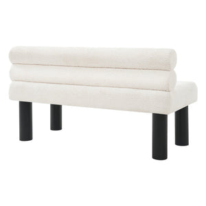 English Elm Upholstered Dining and Entryway Bench with Rubberwood Legs Padded Seat 300 Lb Capacity Beige,Black N779P371712A