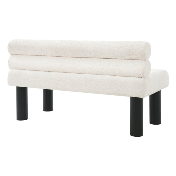 English Elm Upholstered Dining and Entryway Bench with Rubberwood Legs Padded Seat 300 Lb Capacity Beige,Black N779P371712A