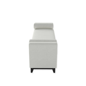 English Elm 66 Inch Sherpa Upholstered Storage Bench with Fluted Wood Base and Bolster Pillows W1658P446122