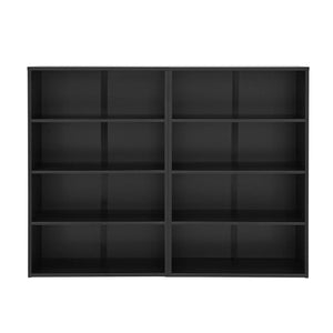 English Elm CD MDF 8-Tier Media Cabinet with Adjustable Shelves, 71" Tall Sturdy Storage for Home Office Display and Organization Black W2972P333113