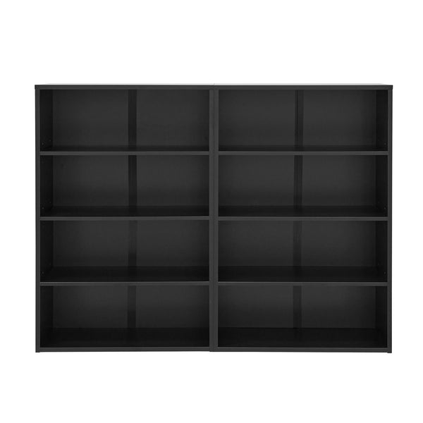 English Elm CD MDF 8-Tier Media Cabinet with Adjustable Shelves, 71" Tall Sturdy Storage for Home Office Display and Organization Black W2972P333113
