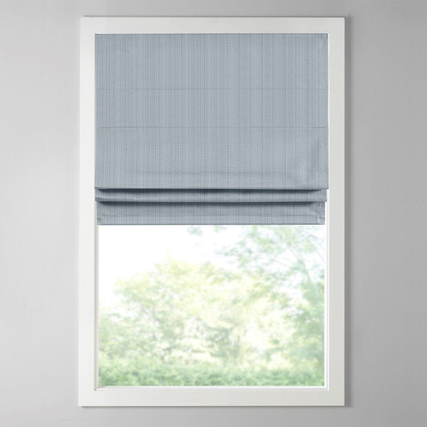 English Elm Basketweave Roman Shade with Thermal Foam Backing for Energy Efficiency, Cordless Easy Operation and Privacy Light Blue 11.42 L x 4.4 W x 7.48 H B035129723
