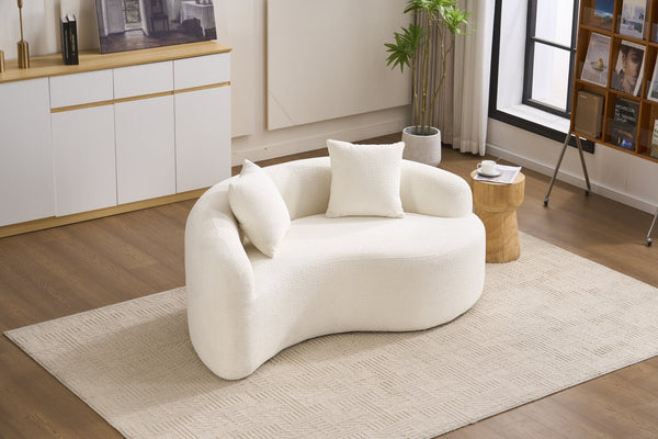 English Elm LY-042 Zen-Inspired S-Curved Dual-Depth Loveseat with Chenille Upholstery, Ready-to-Use Comfort White W2231P329713