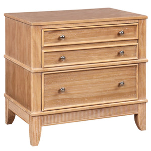 English Elm Hazel Solid Wood 3-Drawer Side Table with Silver Handles, 220 lb Top, 90 lb Drawers, Hazel Finish N701P183796N