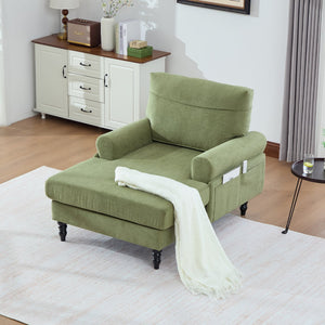 English Elm Modern Chenille Fabric Recliner Chaise Lounge Sofa with High-Resilience Foam, 550LB Capacity, Cozy Plush Backrest and Armrests for Living Room Relaxation Olive Green W395P371338