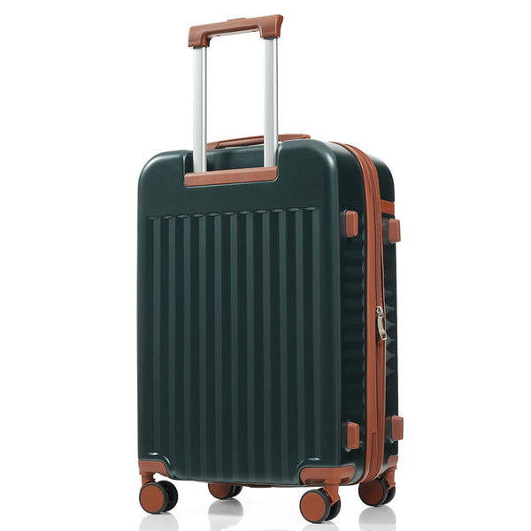 English Elm Luggage 3 Piece Abs Hard Shell Set with Usb Port Front Access and Spinner Wheels Dark Green N726P307555G