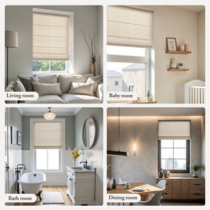 English Elm 1PC Cordless Roman Blind 33x64" Galen Matte Blackout Fabric, 100% Polyester, Energy Saving Ivory 5.96 L x 9.25 W x 8.07 H B035P341206