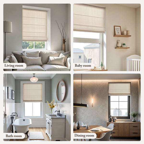 English Elm 1PC Cordless Roman Blind 33x64" Galen Matte Blackout Fabric, 100% Polyester, Energy Saving Ivory 5.96 L x 9.25 W x 8.07 H B035P341206
