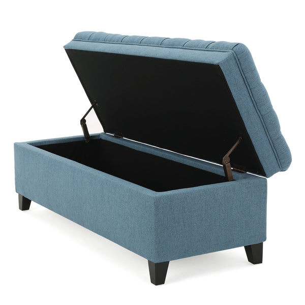 English Elm Christopher Knight Home® - Juliana Versatile Blue Storage Ottoman: Stylish Seating, Hidden Storage & Timeless Design For Any Room 57741.00BLU