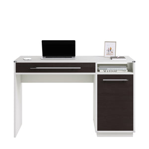 English Elm Computer Desk with Flip-Down Panel and Slide-Out Keyboard Tray, Built-In CPU Storage, Compact Durable Design Gray B356P367759
