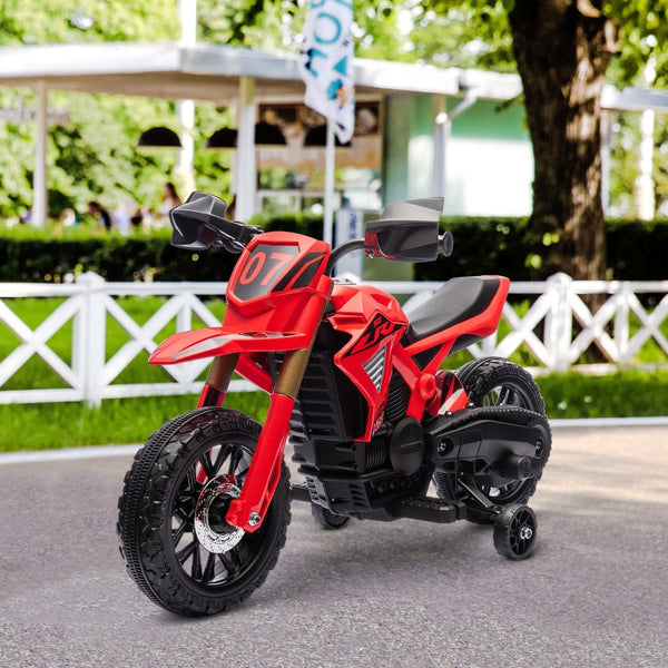 English Elm Qaba Kids Electric Dirt Bike 6v Battery Powered Ride on with Training Wheels Ages 3 to 8 Red W2225P249808