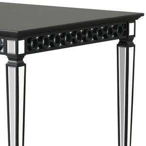 English Elm Varian Mirrored Black Dining Table with 18" Extension Leaf, Beveled Inlay & Tapered Legs Elegance B2726P256326