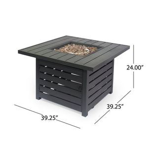 English Elm Christopher Knight Home® - SQUARE Iron Fire Pit 50,000 BTU – Rustic Black Iron Square Patio Heater with Tank Storage, 39.25" H N772P357859B