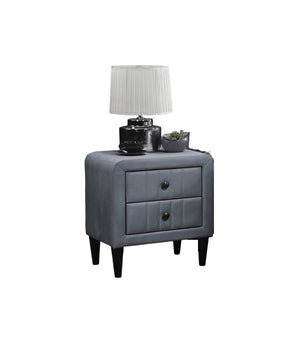 English Elm Grey Velvet Nightstand with 2 Spacious Drawers, Sleek Tempered Legs, 21"x16"x22"H Stylish Bedside Storage and Easy Assembly B011P190167