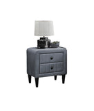 English Elm Grey Color Velvet Gorgeous 1 Piece Nightstand Bedside Table 2X Drawers Bedroom Furniture Sleek Design Tempered Legs