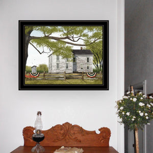 English Elm "sweet Summertime House" Billy Jacobs Framed Canvas Print Black Wood Wall Art B06785358