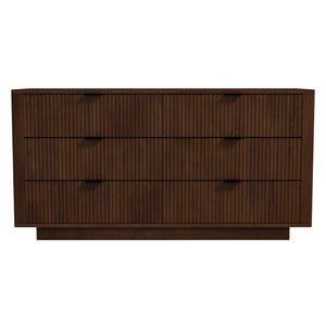 English Elm Ashcroft Furniture - Lola Solid Wood Mid-Century Walnut Dresser 6 Drawers — Tall Storage, TV Stand Up to 45" B183P231916