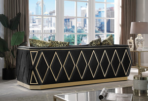 English Elm Cavalli Glam Diamond Upholstered Sofa with Gold Metallic Accents for Luxury Living Rooms Black+Gold B009P417494