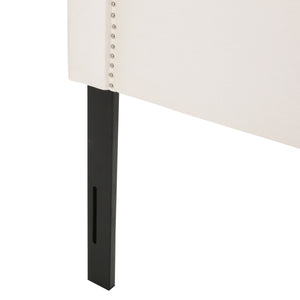 English Elm Christopher Knight Home® - Upholstered Modern Nailhead Headboard for Queen Beds with Black Iron Legs, Adjustable Height Elegance Ivory 58969.00IVY