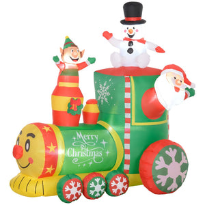 English Elm Outsunny 5.9' Inflatable Christmas Train With Led Lights - Santa, Snowman, Gingerbread Man Decor W2225P249970-GIGA