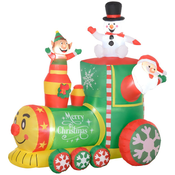 English Elm Outsunny 5.9' Inflatable Christmas Train With Led Lights - Santa, Snowman, Gingerbread Man Decor W2225P249970-GIGA