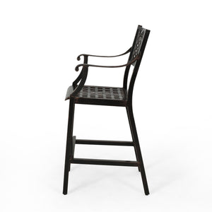 English Elm Christopher Knight Home® - TAHOE Athena Outdoor 29" Cast Aluminum Barstool Set of 2, Copper Finish, Weather-Resistant Mesh Scroll Design 65141.00