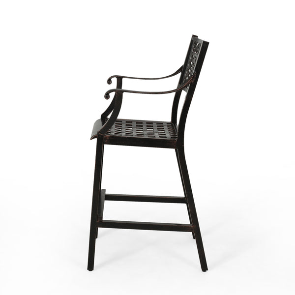 English Elm Christopher Knight Home® - TAHOE Athena Outdoor 29" Cast Aluminum Barstool Set of 2, Copper Finish, Weather-Resistant Mesh Scroll Design 65141.00