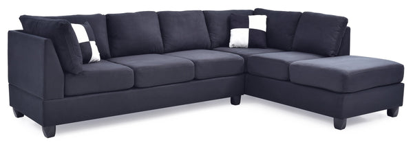 English Elm G635B-SC Black Microfiber Sectional Sofa Without Ottoman – Pocketed Coil & Foam Seating, Removable Backs for Easy Delivery and Reversible Chaise Configurations B078S00061